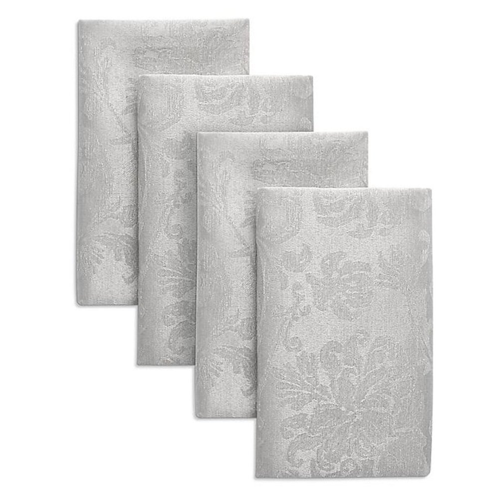 brand new Set of 4 Holiday Medley Silver Gray Damask 17x17 inch Fabric Napkins